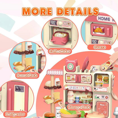 Kitchen Play Set with 30 Accessories, Light and Sound Features, Easy to Assemble, Safe for Ages 3+
