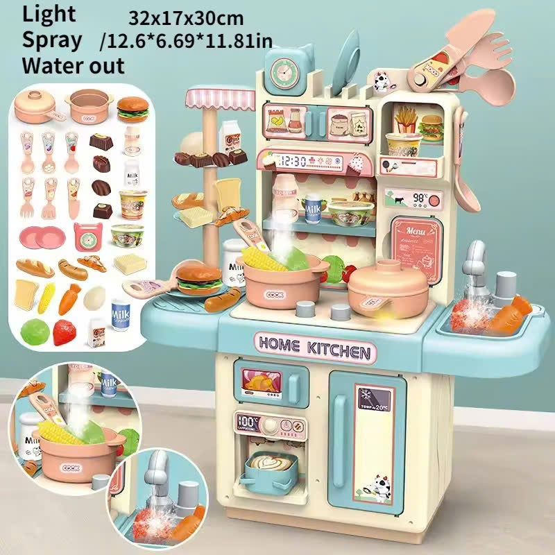 Kitchen Play Set with 30 Accessories, Light and Sound Features, Easy to Assemble, Safe for Ages 3+