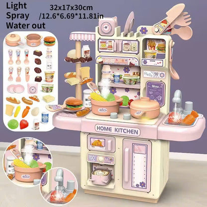 Kitchen Play Set with 30 Accessories, Light and Sound Features, Easy to Assemble, Safe for Ages 3+