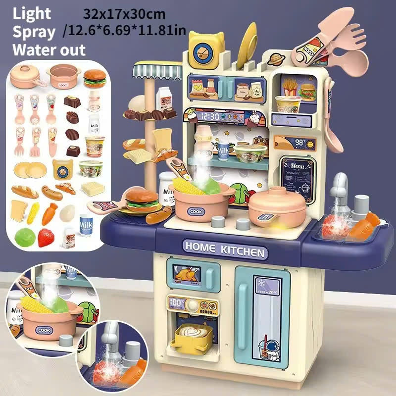 Kitchen Play Set with 30 Accessories, Light and Sound Features, Easy to Assemble, Safe for Ages 3+
