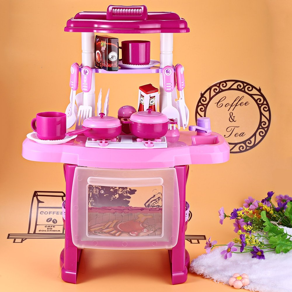 Kitchen Playset Role Playing Game with Light and Sound Water Features Christmas Gift Toys