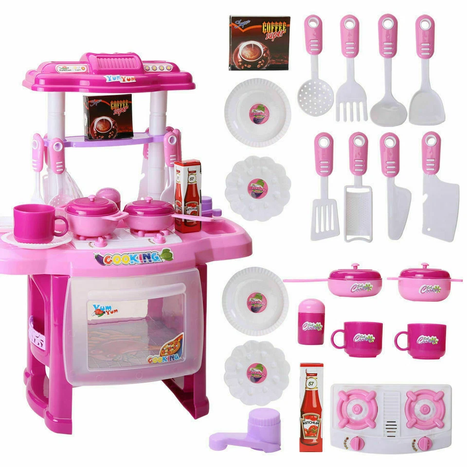 Kitchen Playset Role Playing Game with Light and Sound Water Features Christmas Gift Toys