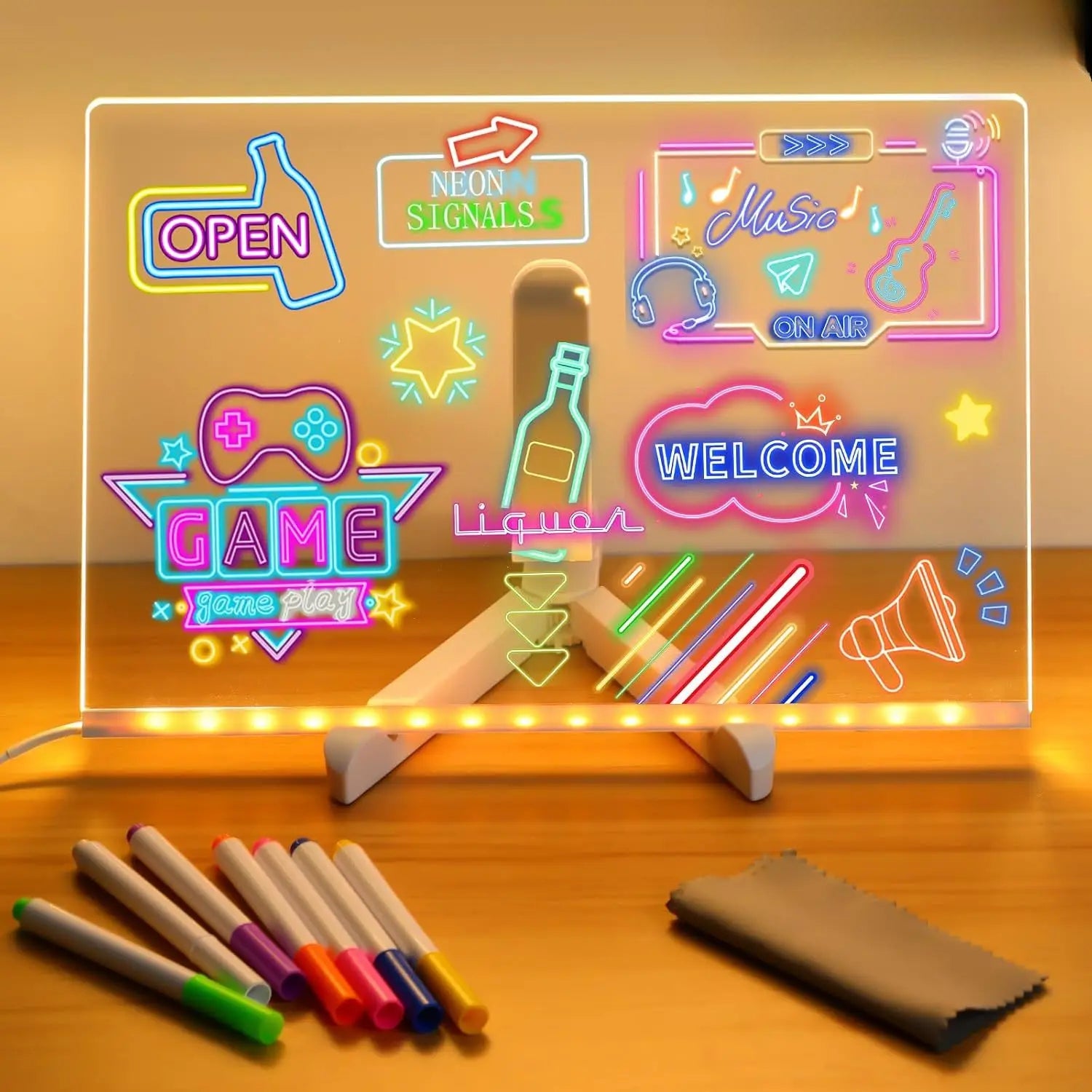 LED Drawing Board for Creative Kids, Glowing Notes, Rewritable, USB Powered, Great Gift Idea