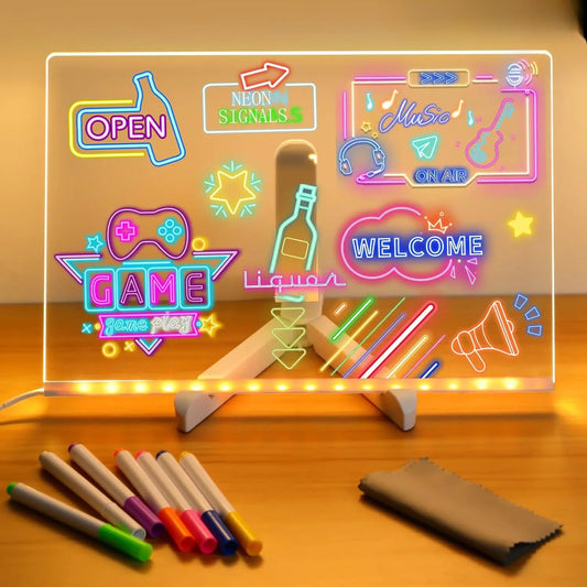 LED Drawing Board for Creative Kids, Glowing Notes, Rewritable, USB Powered, Great Gift Idea