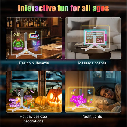 LED Drawing Board for Creative Kids, Glowing Notes, Rewritable, USB Powered, Great Gift Idea