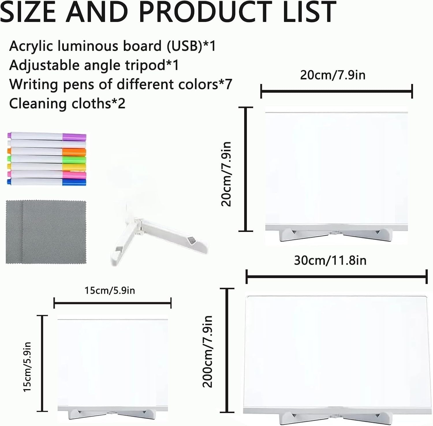 LED Drawing Board for Creative Kids, Glowing Notes, Rewritable, USB Powered, Great Gift Idea