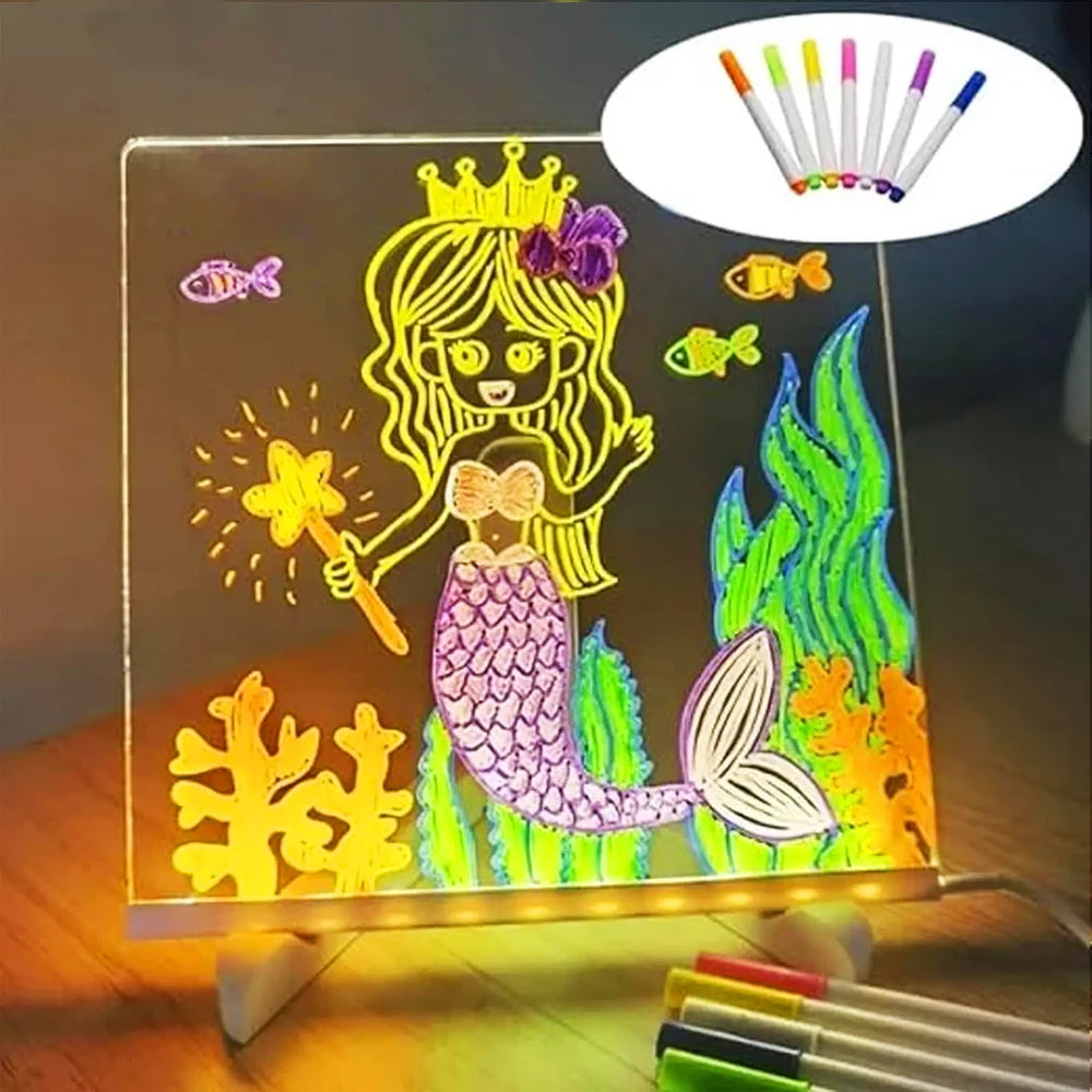 LED Drawing Board for Creative Kids, Glowing Notes, Rewritable, USB Powered, Great Gift Idea
