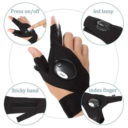 LED Fingerless Gloves with Waterproof Lights