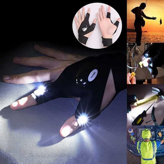 LED Fingerless Gloves with Waterproof Lights