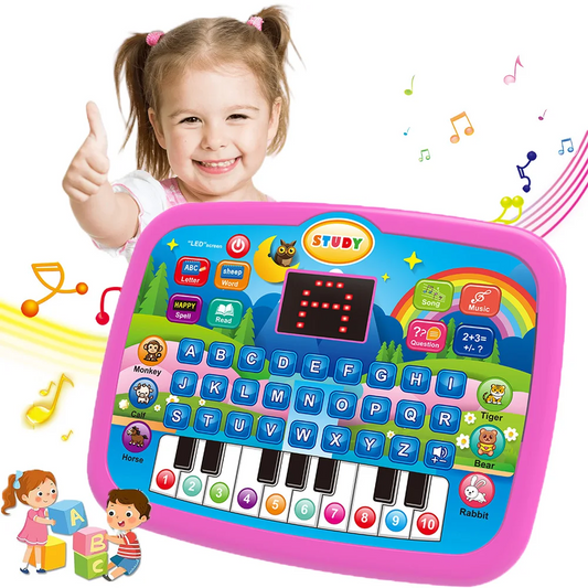 LED Interactive Learning Tablet for Kids Aged 1-6, Alphabet, Numbers, Music & Animal Piano Keys