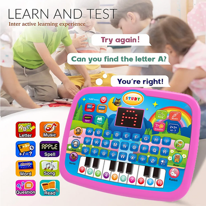 LED Interactive Learning Tablet for Kids Aged 1-6, Alphabet, Numbers, Music & Animal Piano Keys
