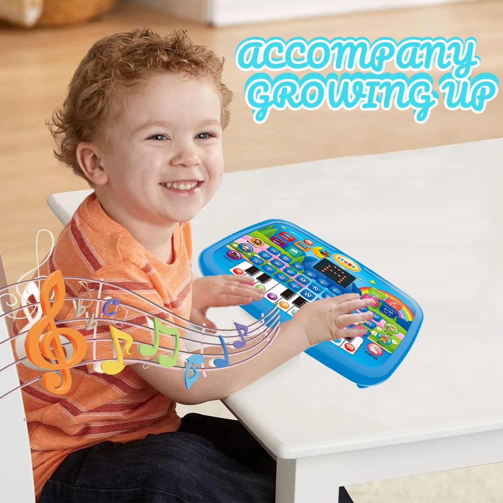 LED Interactive Learning Tablet for Kids Aged 1-6, Alphabet, Numbers, Music & Animal Piano Keys