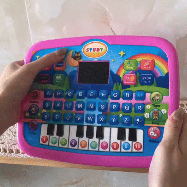 LED Interactive Learning Tablet for Kids Aged 1-6, Alphabet, Numbers, Music & Animal Piano Keys