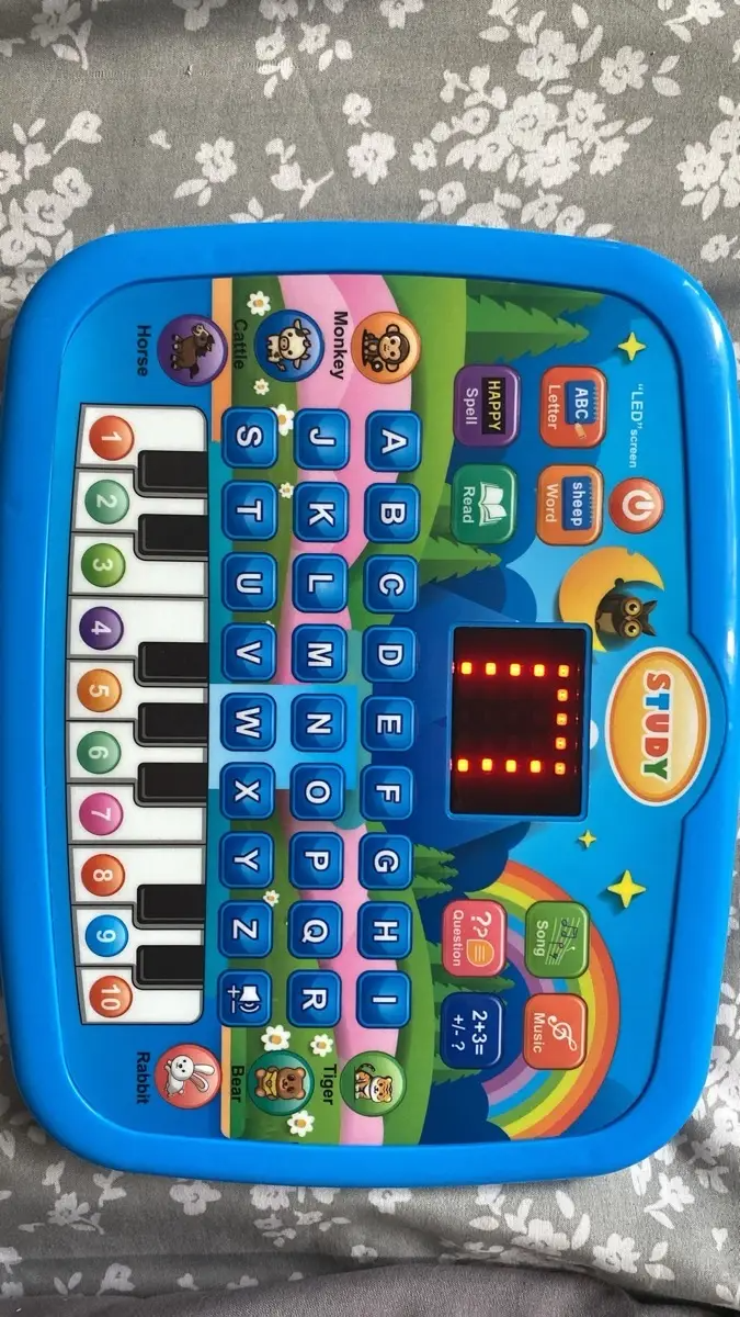 LED Interactive Learning Tablet for Kids Aged 1-6, Alphabet, Numbers, Music & Animal Piano Keys
