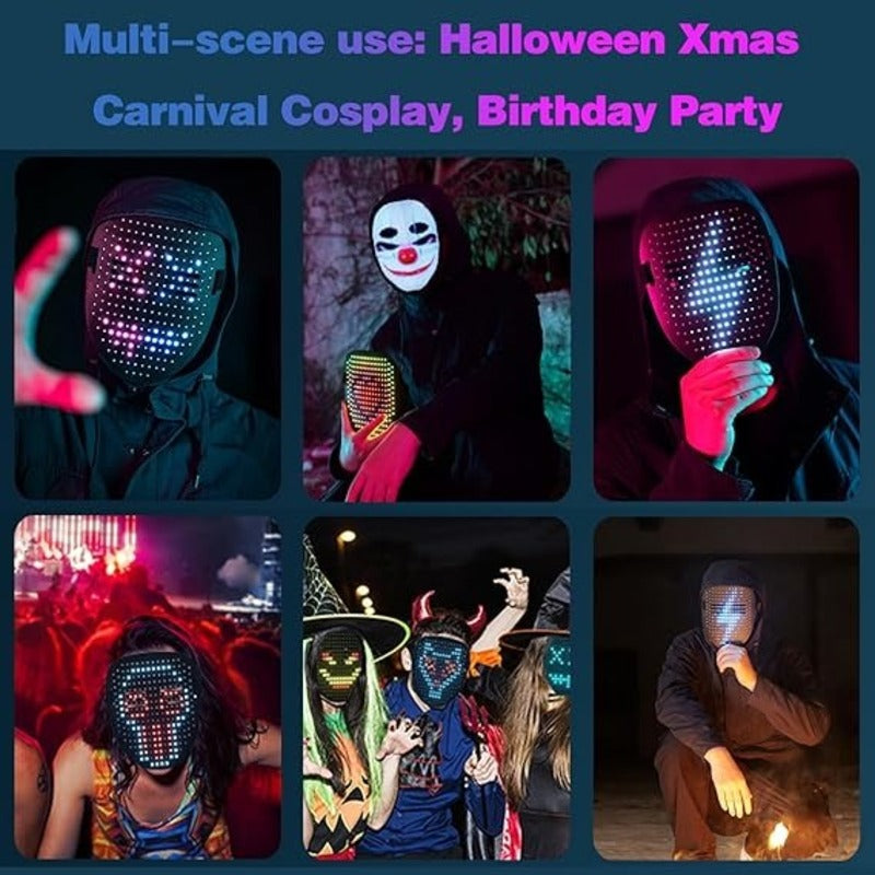 LED Mask with Gesture Control – Light-Up Mask for Kids with 50 Dynamic & Static Face Patterns, Built-in Rechargeable Battery