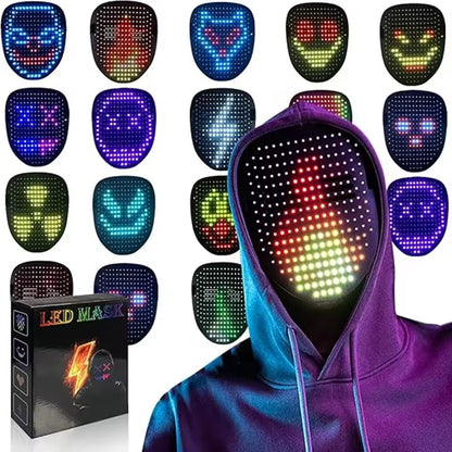 LED Mask with Gesture Control – Light-Up Mask for Kids with 50 Dynamic & Static Face Patterns, Built-in Rechargeable Battery