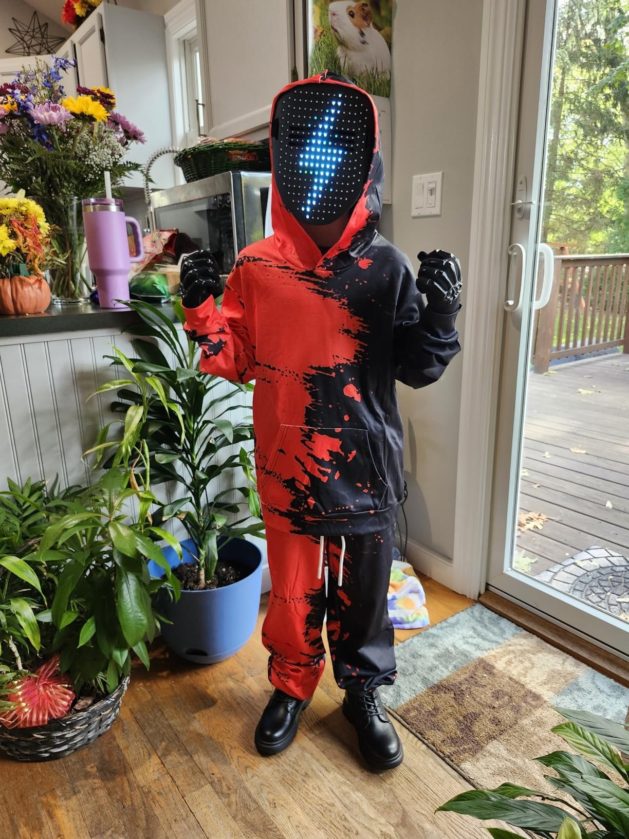 LED Mask with Gesture Control – Light-Up Mask for Kids with 50 Dynamic & Static Face Patterns, Built-in Rechargeable Battery