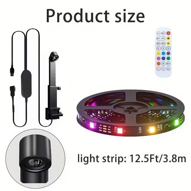 LED Strip Lights for TV Backlighting (55–75 Inch) with Color Sync Sensor, Bluetooth APP Control, RGBIC Effects