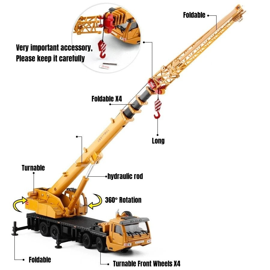 Ladder Crane Car Toy – Sturdy Diecast Build, Smooth 360° Rotation, Lifelike Engineering Design, Educational Fun, Safe for Kids 8+