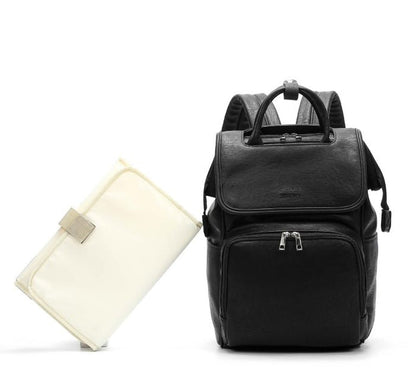 Large Capacity PU Leather Diaper Bag Backpack