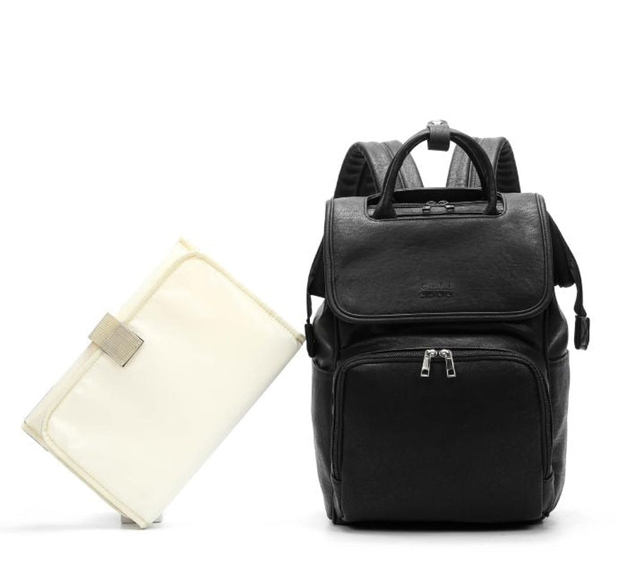 Large Capacity PU Leather Diaper Bag Backpack