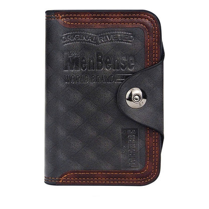 Large-capacity Tri-fold Men’s Wallet in Leather with Multiple Compartments, Snap Button Closure and a Compact, Easy-to-Carry Design