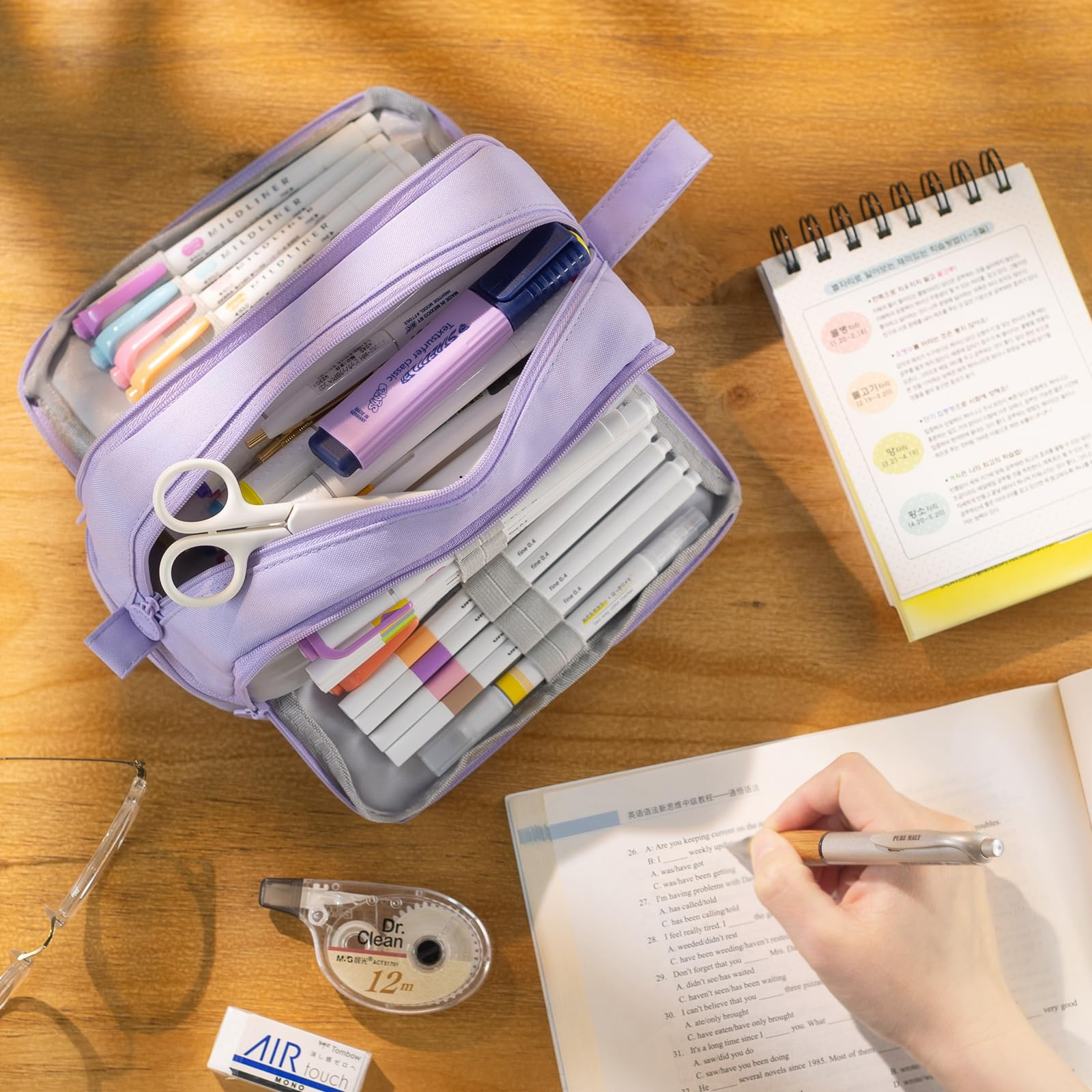 Large Capacity Pencil Case – 4-Compartment Multifunctional Pen & Stationery Organizer
