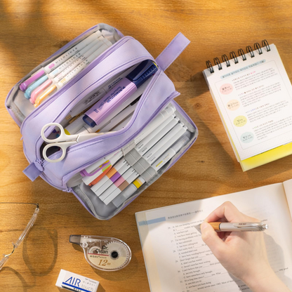 Large Capacity Pencil Case – 4-Compartment Multifunctional Pen & Stationery Organizer