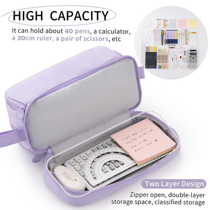 Large Capacity Pencil Case – 4-Compartment Multifunctional Pen & Stationery Organizer