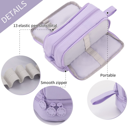 Large Capacity Pencil Case – 4-Compartment Multifunctional Pen & Stationery Organizer