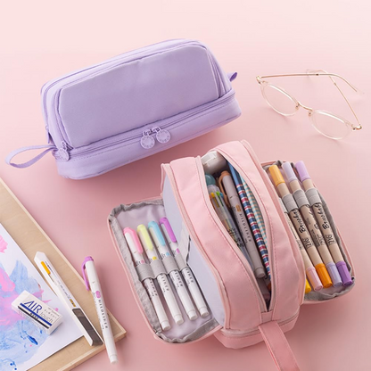 Large Capacity Pencil Case – 4-Compartment Multifunctional Pen & Stationery Organizer
