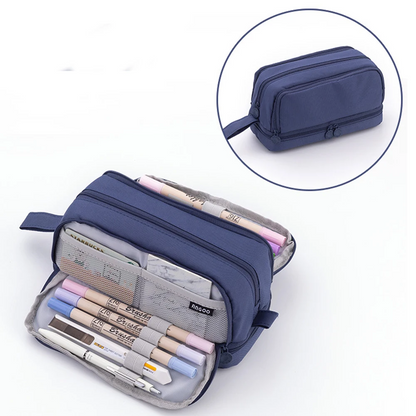 Large Capacity Pencil Case – 4-Compartment Multifunctional Pen & Stationery Organizer