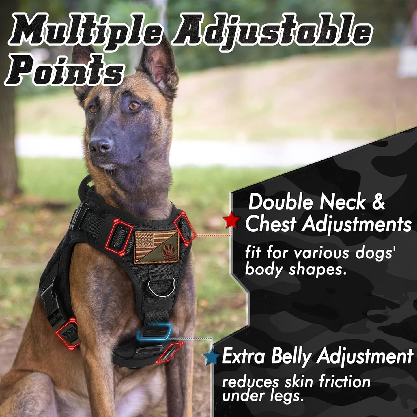 Large Dog Harness and Leash Set – No-Pull Training Vest with Collar, Made from Military-Standard 1050D Nylon