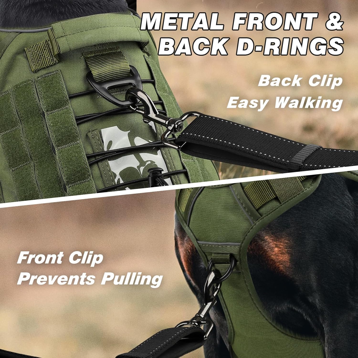Large Dog Harness and Leash Set – No-Pull Training Vest with Collar, Made from Military-Standard 1050D Nylon