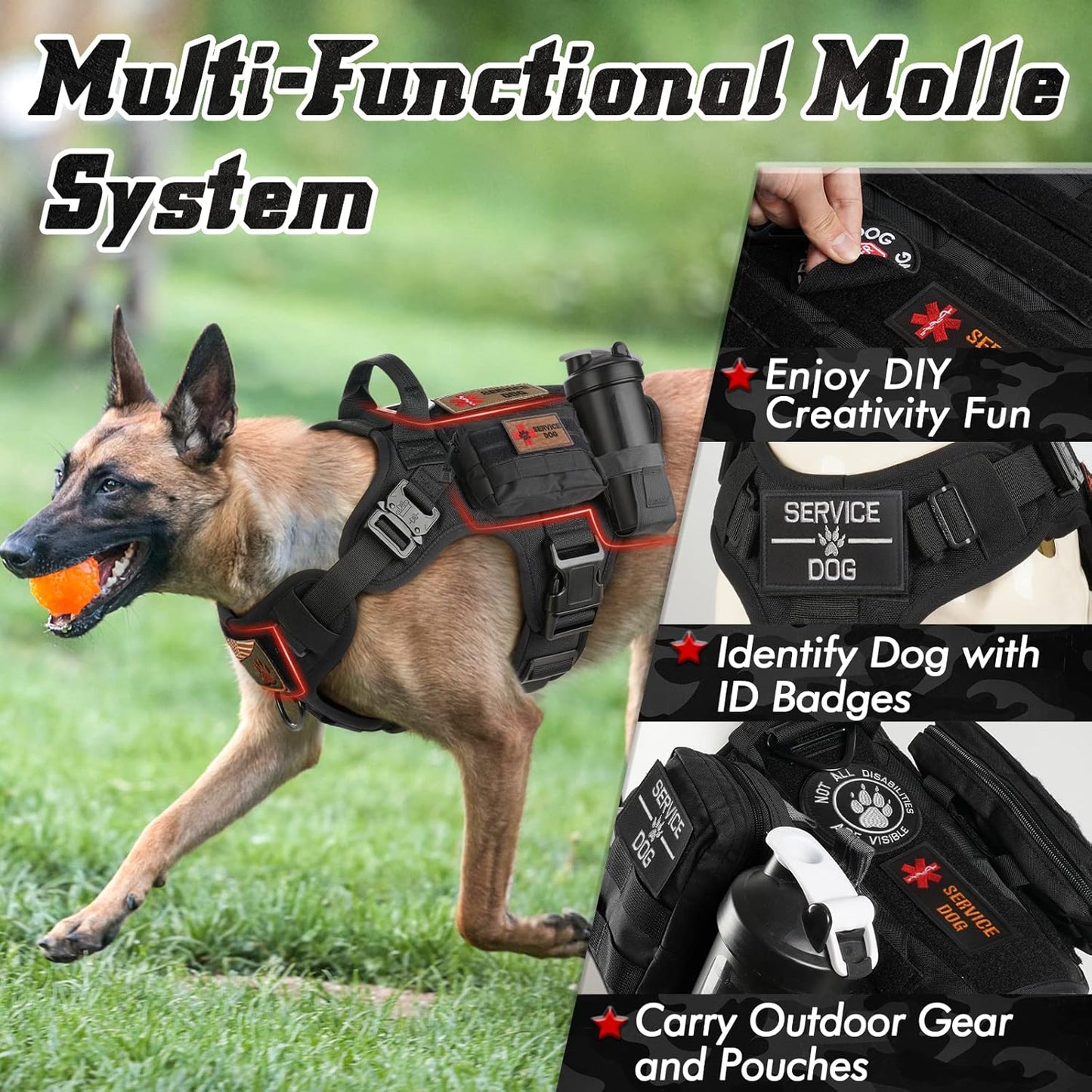 Large Dog Harness and Leash Set – No-Pull Training Vest with Collar, Made from Military-Standard 1050D Nylon