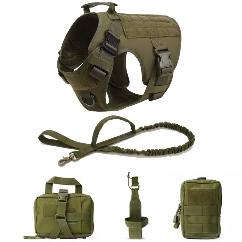 Large Dog Harness and Leash Set – No-Pull Training Vest with Collar, Made from Military-Standard 1050D Nylon
