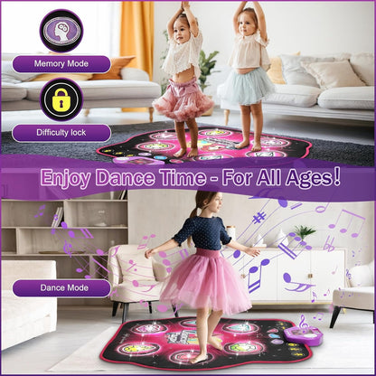 Light-Up Dance Mat for Kids, Bluetooth Music, Rechargeable Game Pad