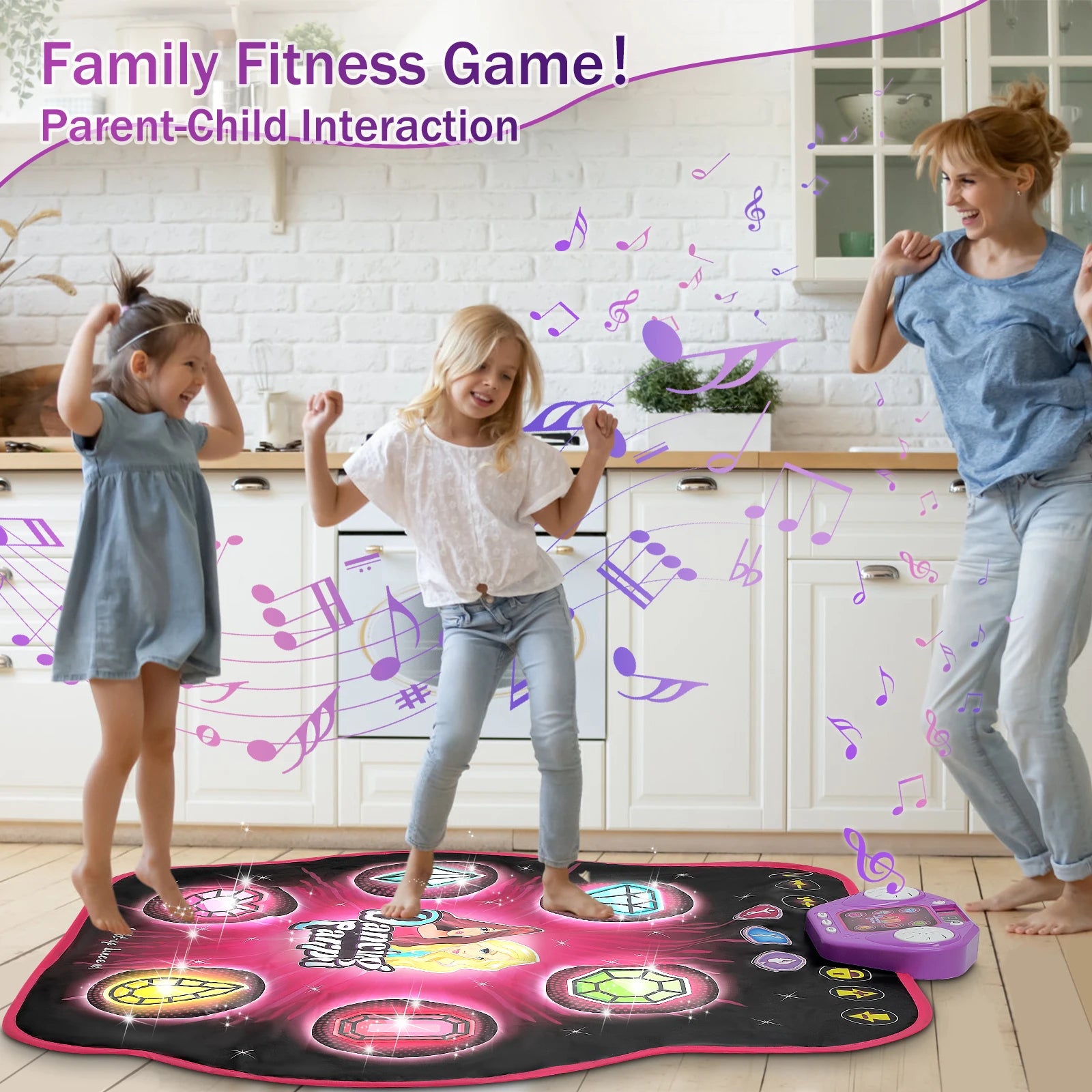 Light-Up Dance Mat for Kids, Bluetooth Music, Rechargeable Game Pad