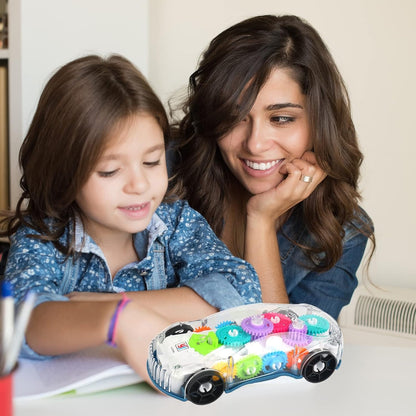 Light-Up Transparent Car with Moving Gears, Music & Durable Plastic, Suitable for Kids 6 Months+