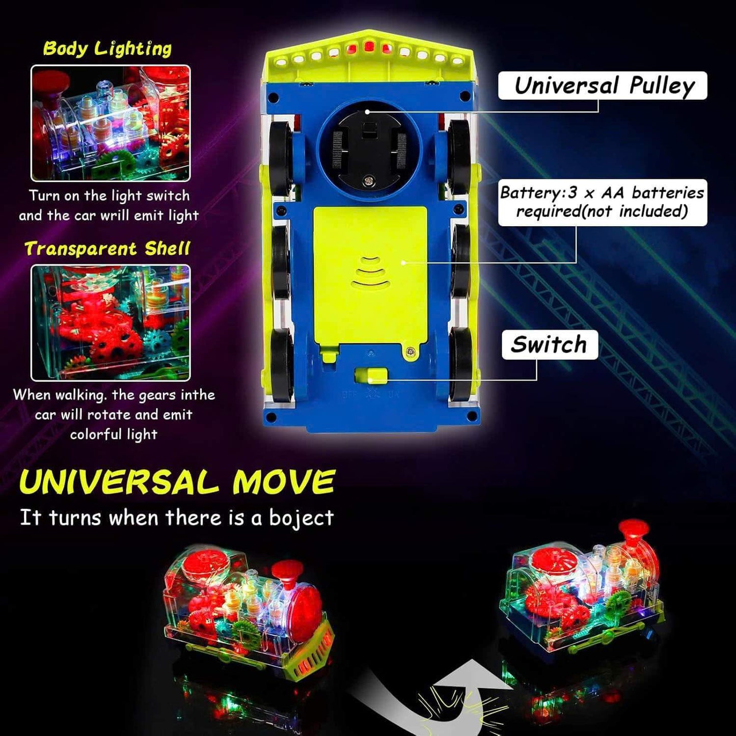 Light & Sound Train Toy for Kids – Interactive Locomotive with Realistic Lights, Sounds and Moving Wheels