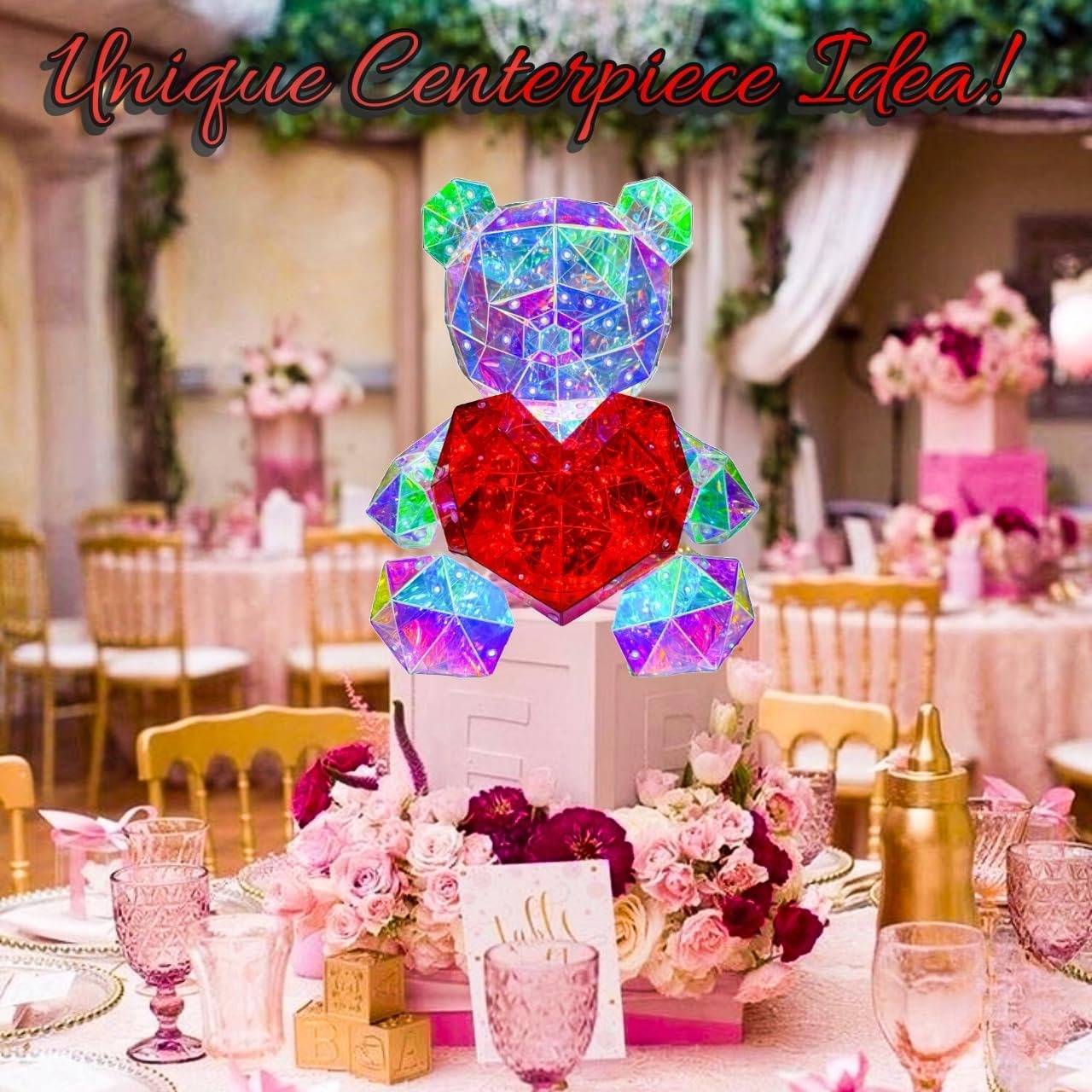 Light Up Teddy Bear Holding Red Heart – LED Rose Bear Gift for Valentine's Day, Birthday, Anniversary