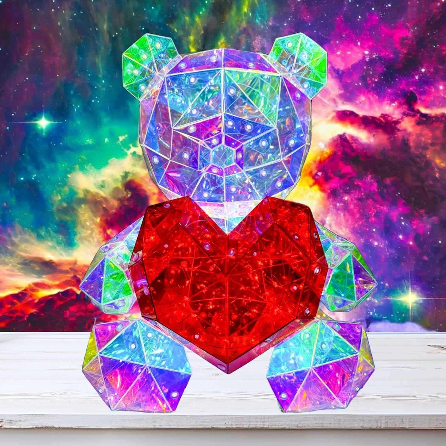 Light Up Teddy Bear Holding Red Heart – LED Rose Bear Gift for Valentine's Day, Birthday, Anniversary