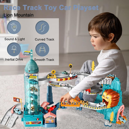 Lion Racing Track with Sound & Light, Easy to Assemble, Safe for Ages 3+