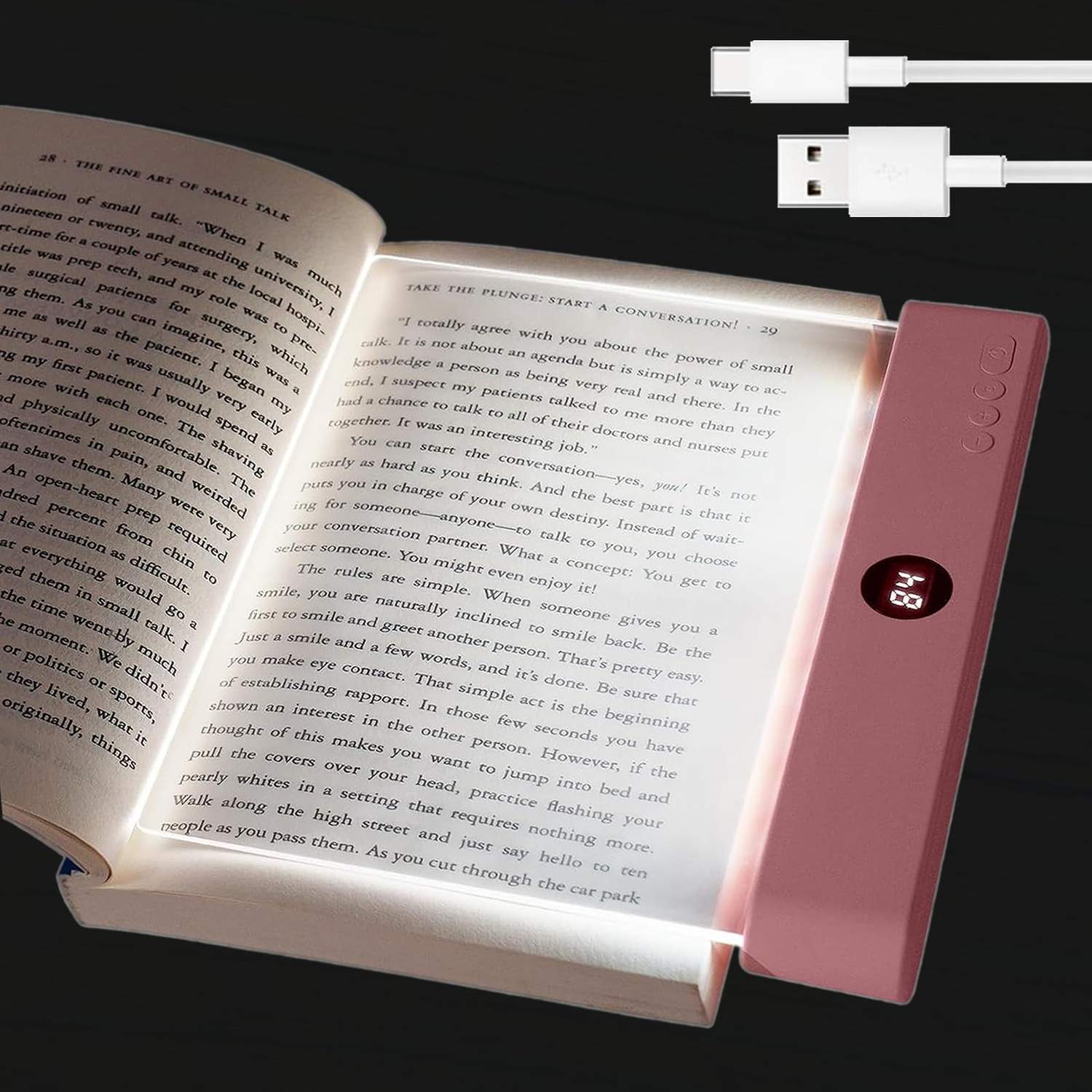 Lite Rechargeable LED Book Light with 3 Modes, Dimmable Touch Control, Auto-Off Timer, Scratch-Resistant Surface