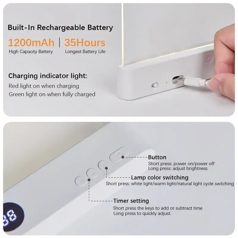 Lite Rechargeable LED Book Light with 3 Modes, Dimmable Touch Control, Auto-Off Timer, Scratch-Resistant Surface