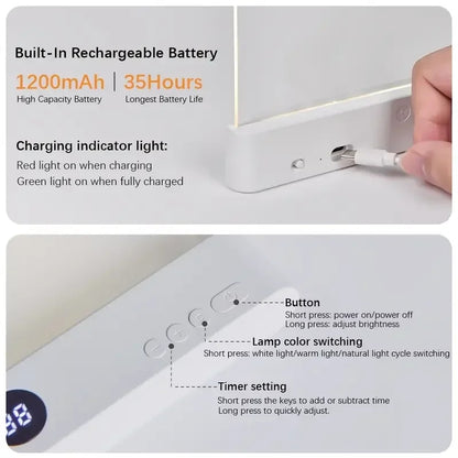 Lite Rechargeable LED Book Light with 3 Modes, Dimmable Touch Control, Auto-Off Timer, Scratch-Resistant Surface