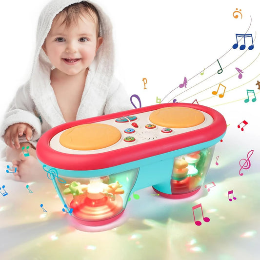 Little Pulse Music Drum – Educational Baby Drum Toy with Lights and 360° Rotation