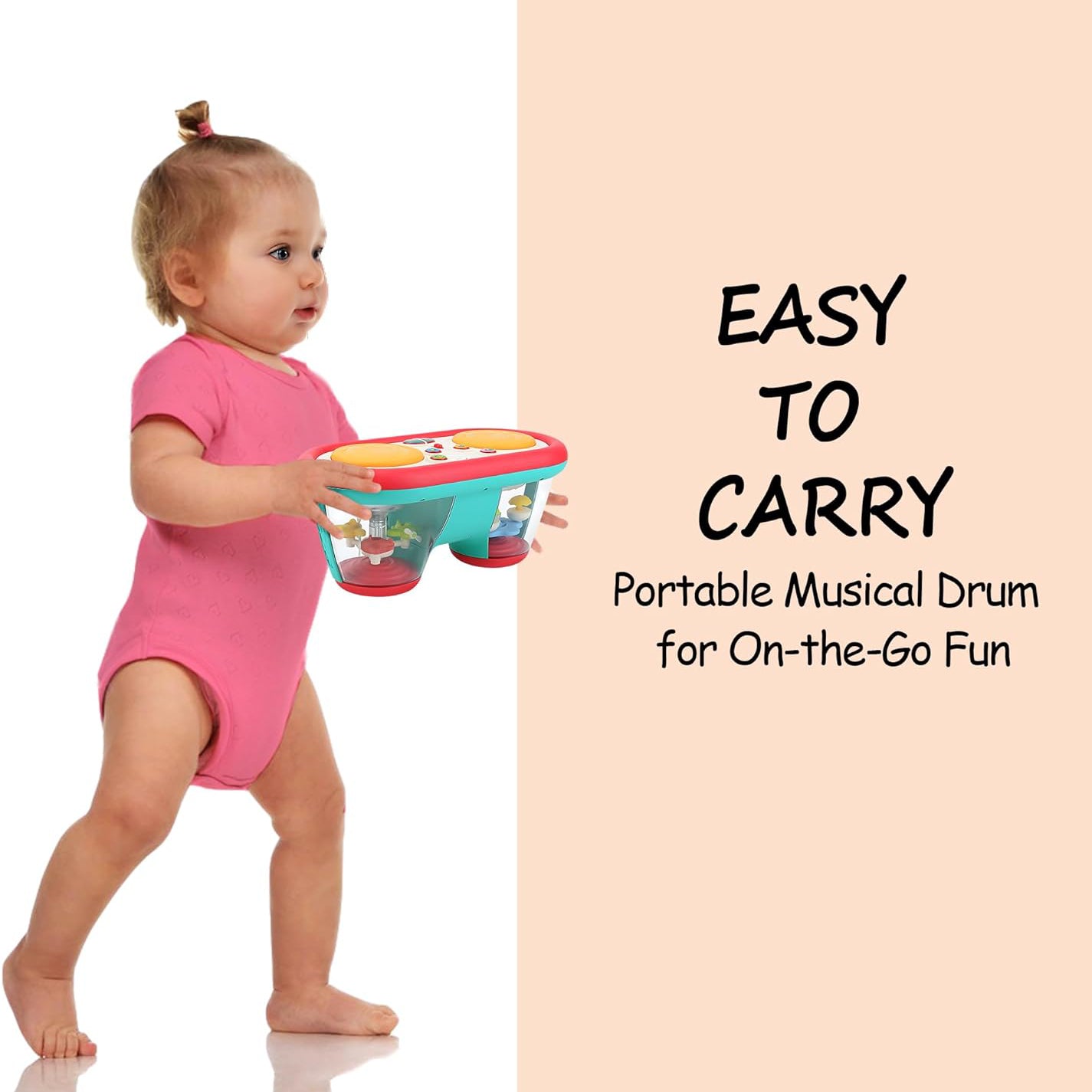 Little Pulse Music Drum – Educational Baby Drum Toy with Lights and 360° Rotation