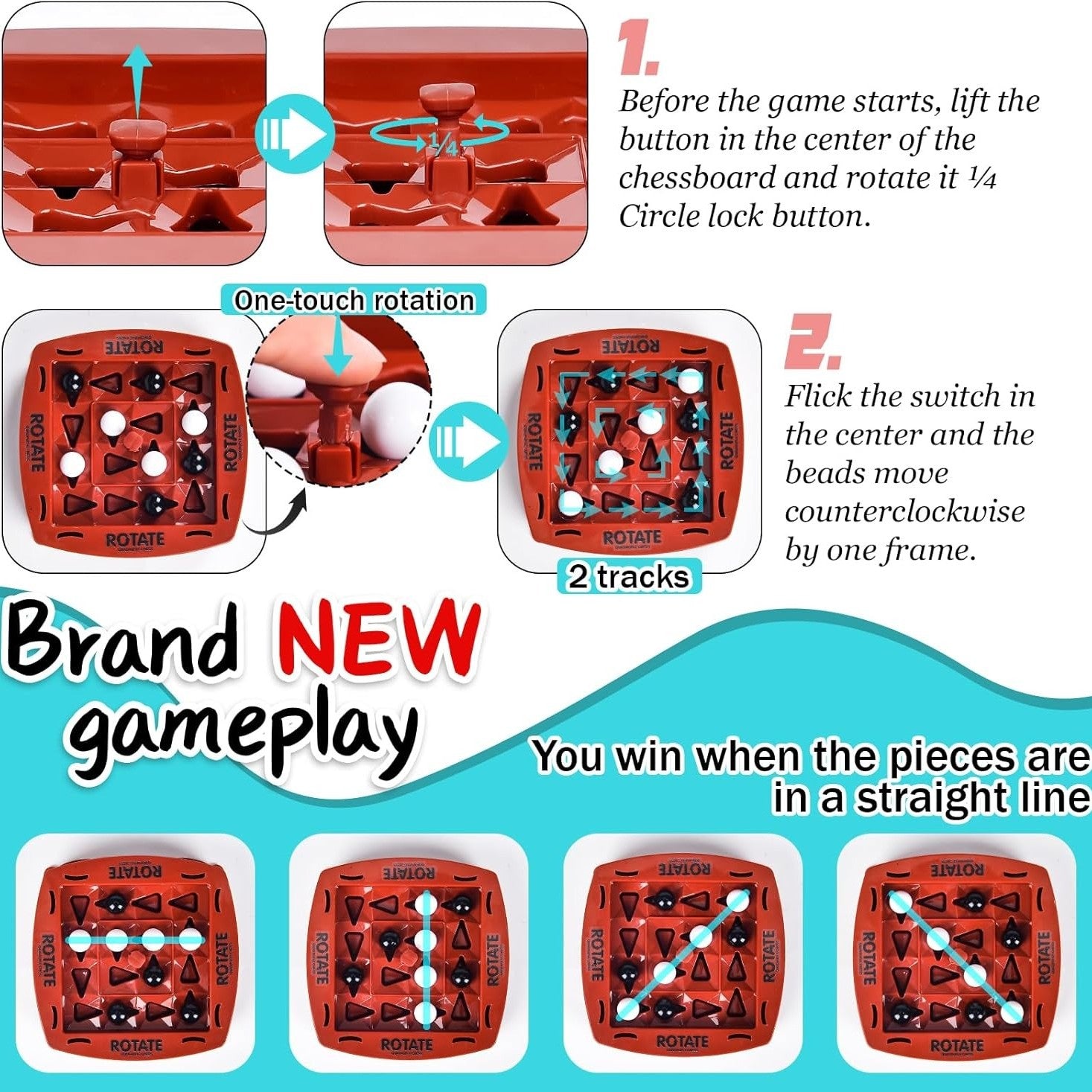 Logic Chess Track Game with Rotating Board, Goal-Oriented Play, Safe & Portable Fun for Kids 3+