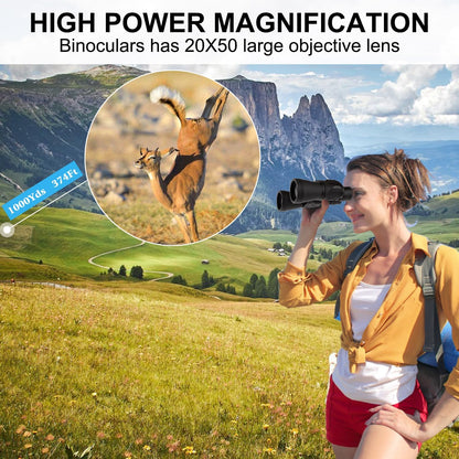 Long-Range Binoculars With Powerful 20x Magnification, Large 50mm Objective Lens, And Military-Grade FMC Coating